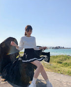 Vintage Korean Style Patchwork Skirt Harajuku JK Black Pleated Skirts Gothic Streetwear High Waist Mini Skirt Women Punk Skirt