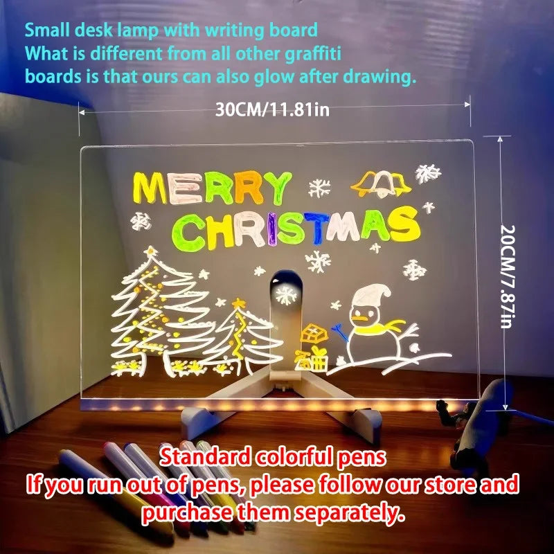 Attached With 7 Colorful Pens Light Up Acrylic Message Board Rewritable DIY Children's Glowing Drawing Board Message Lamp 2026