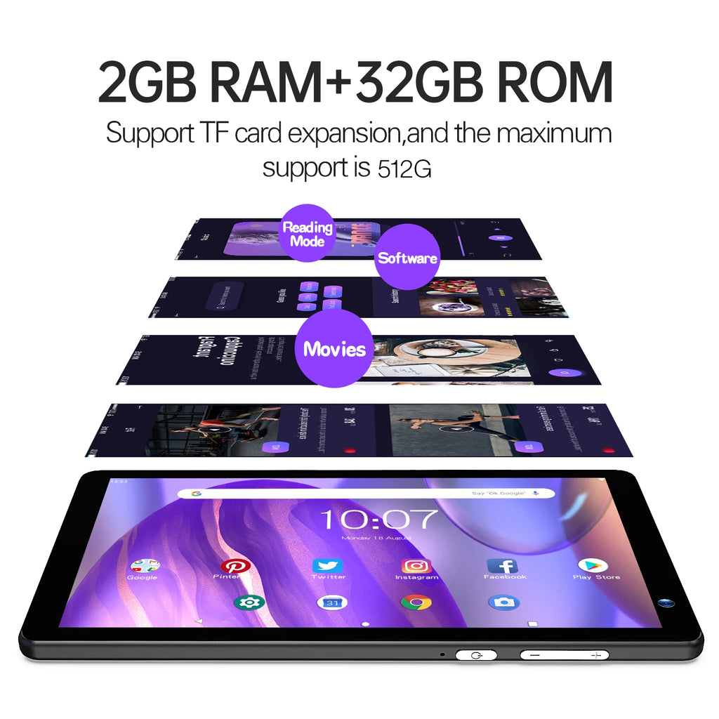 PRITOM 7 Inch Tablet PC 32 GB Android 11 with Quad Core Processor HD IPS Display Dual Camera WiFi with PU Protective Case