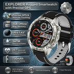 GPS Smart Watch for Men 2G ROM GPS Offline Maps Waterproof Swim Hiking Fitness Tracker Sleep SpO2 Rugged Durable Smartwatch GPS