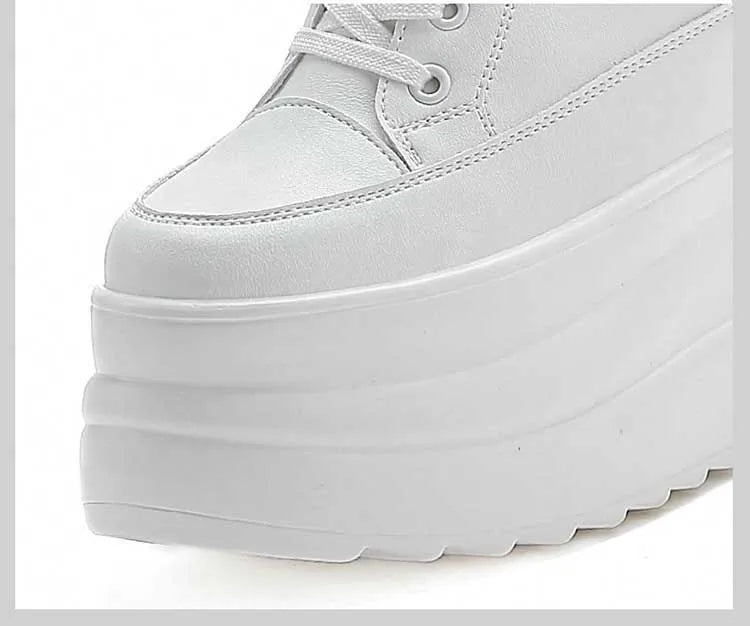 Fujin 13cm 2025 Genuine Leather Platform Wedge Flats Shoes Chunky Sneaker Casual Comfy High Brand Fall Autumn Walking Shoes