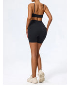 Hearuisavy Summer Super-Soft 2Pcs Women's Running Sports Shorts Set Breathable Fitness Yoga Bra Casual Push Up Workout Crop Top