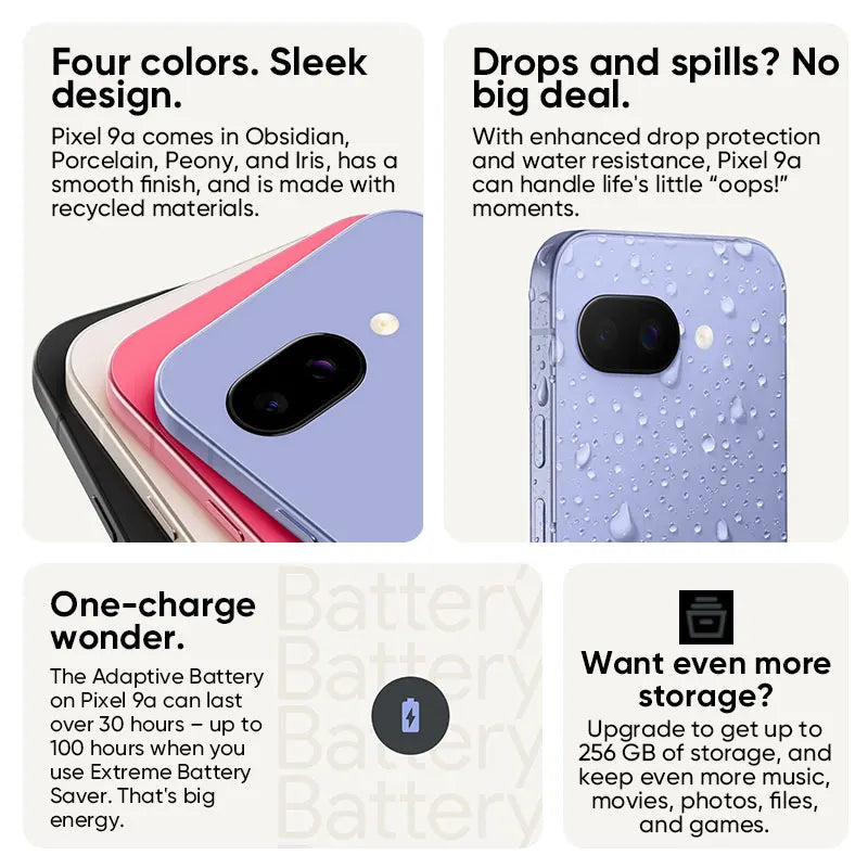 Global Version Google Pixel 9a 5G Smartphone Google Tensor G4 6.3inches 120Hz Actua display 5100mAh Battery 48MP Rear Camera NFC Secondary image