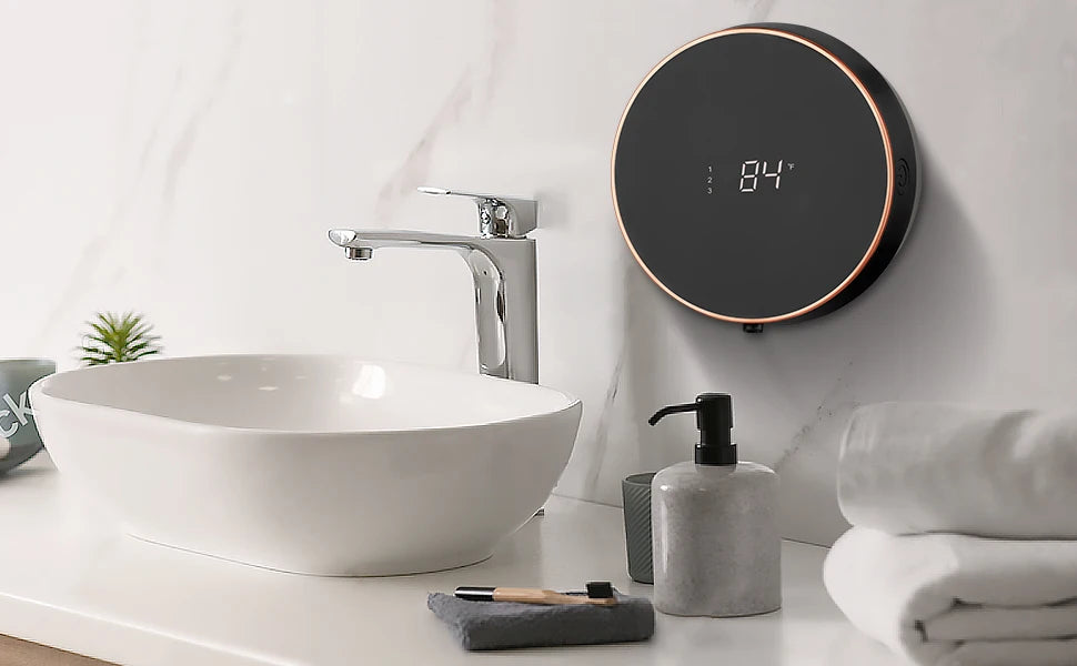 Automatic Foaming Soap Dispenser - Touchless Wall Mount, LED Temp Display, USB Rechargeable for Bathroom, Kitchen&Commercial Use