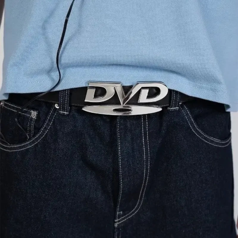 Unisex Nostalgic Design DVD Buckle Belt Men Women Decoration Paired with Jeans Waist Straps Belt Versatile Design Sense Belt Main image