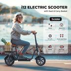 ISCOOTER i12 Adult Electric Scooter 500W Motor E- Scooter 36V7.5AH Battery Electric Scooter 12 Inch Road Tire Electric Scooter