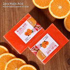 2Pcs/100G Kojic Acid Sweet Orange Handmade Essential Oil Soap Gently Cleanses Face and Body Handmade Soap