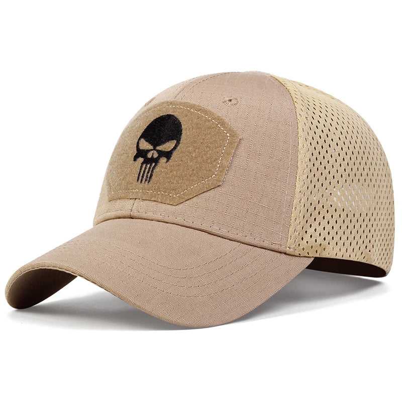 Skull Tactical Airsoft Cap Adjustable Breathable Sun Visor Trucker Hat Mesh Hunting Hiking Snapback Baseball hats gorra