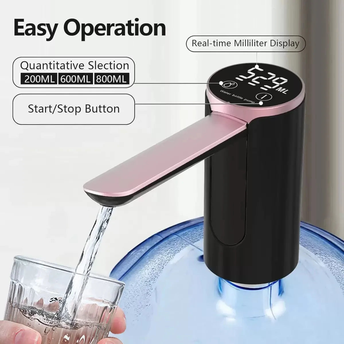 Electric Water Dispenser Foldable Automatic Water Pump Bottle With LED Display USB Charging Household Barreled Water Dispenser Main image