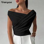 Sexy Short Sleeve Shirt Women Off Shoulder Patchwork Color Basic Tops Woman Summer Blouses Female Elegant Shirt