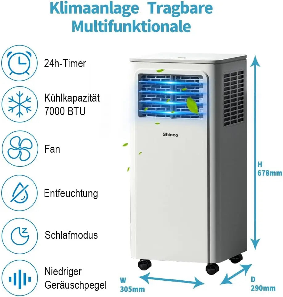 SHINCO 7000 BTU Mobile Air Conditioner (2.05 kW), Cooling & Ventilating & Dehumidifying, Room Size up to 54 m³ (18 ㎡) Secondary image