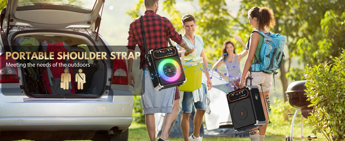 S68 Kara Ok with 2 Microphones, Portable Bluetooth 5.3 Kara Ok Speaker,Echo Adjustment, Supports Tv through Auxiliary Connection