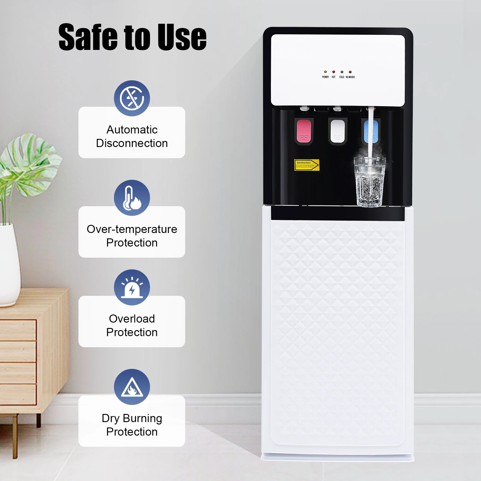 Electric Hot and Cold Water Cooler Dispenser, Versatile Standing Bottom Loading Water Dispenser for Home Office, 110V US/220V EU Secondary image
