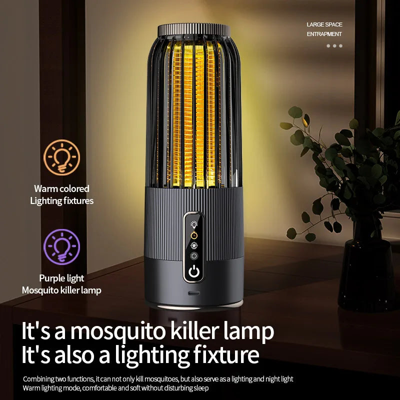 2500V Solar Powered Mosquito Killer Solar Charging Outdoor Camping Mosquito Lamp 3-Level Timing Control Mosquito Terminator