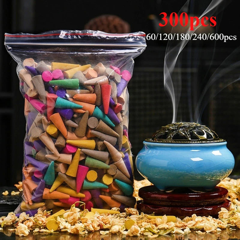 Mixed Natural Reflux Tower Incense Cone Rose Lavender Aromatherapy for Smoke Odor Remover Anxiety Relief Meditation Fragrance Main image