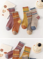 5 Pairs Striped Print Socks for Women Comfy Soft Mid Tube Socks Winter  Harajuku Funny Casual Sock Women's Stockings Hosiery