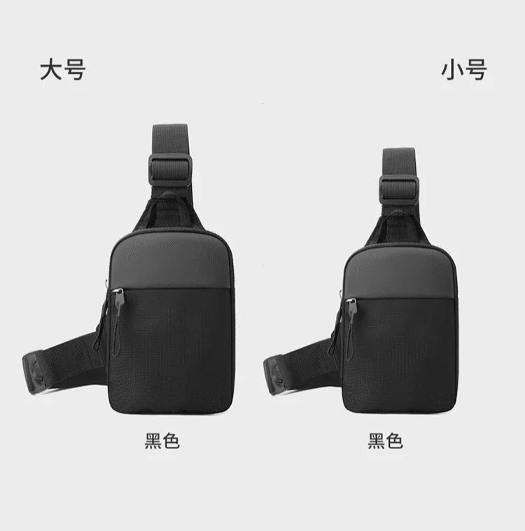 Men Waterproof Sling Chest Pack Fashion Small Black Crossbody Shoulder Zipper Bag Travel Workout Handbag Messanger Bag for Men