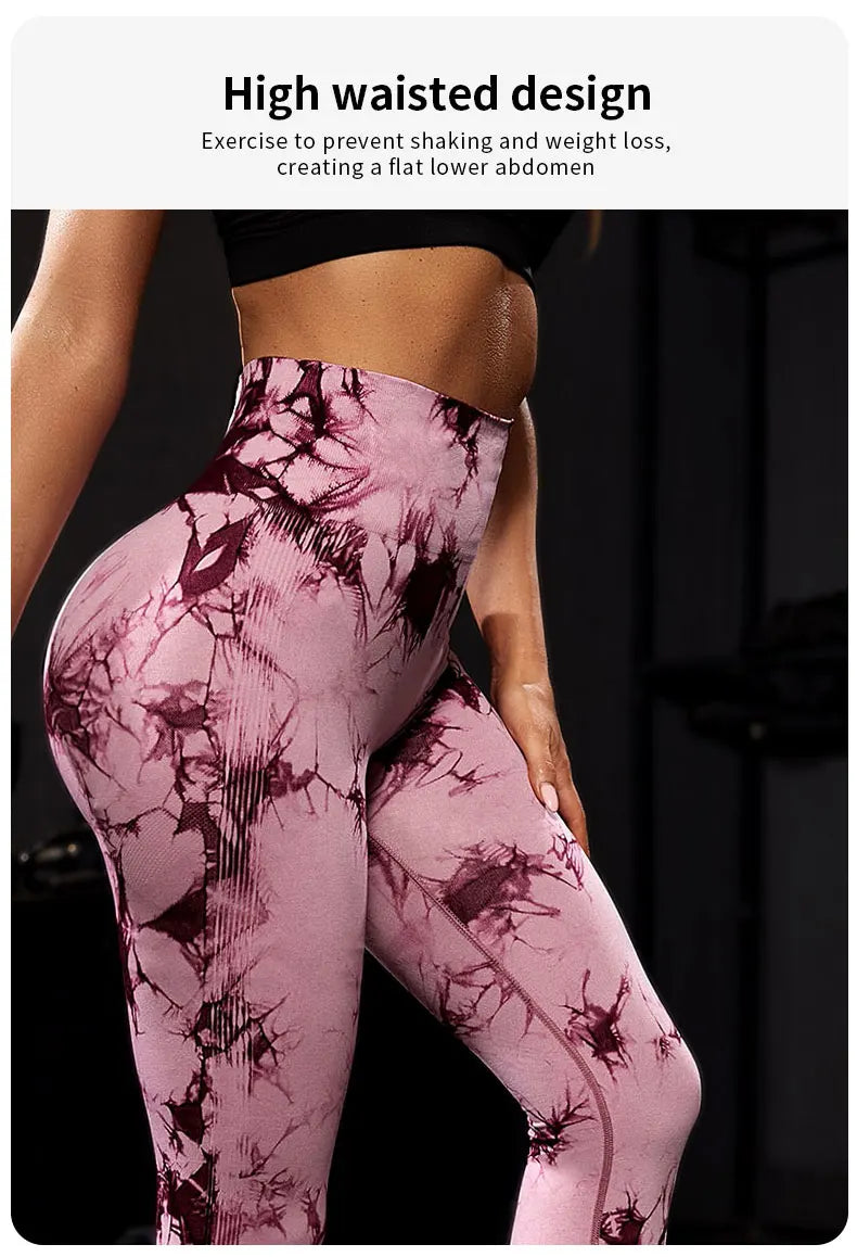 Women's Tie Dye Nine Tenths Leggings High Waist Yoga Pants Soft Stretchy Workout Running Pants Breathable Comfortable