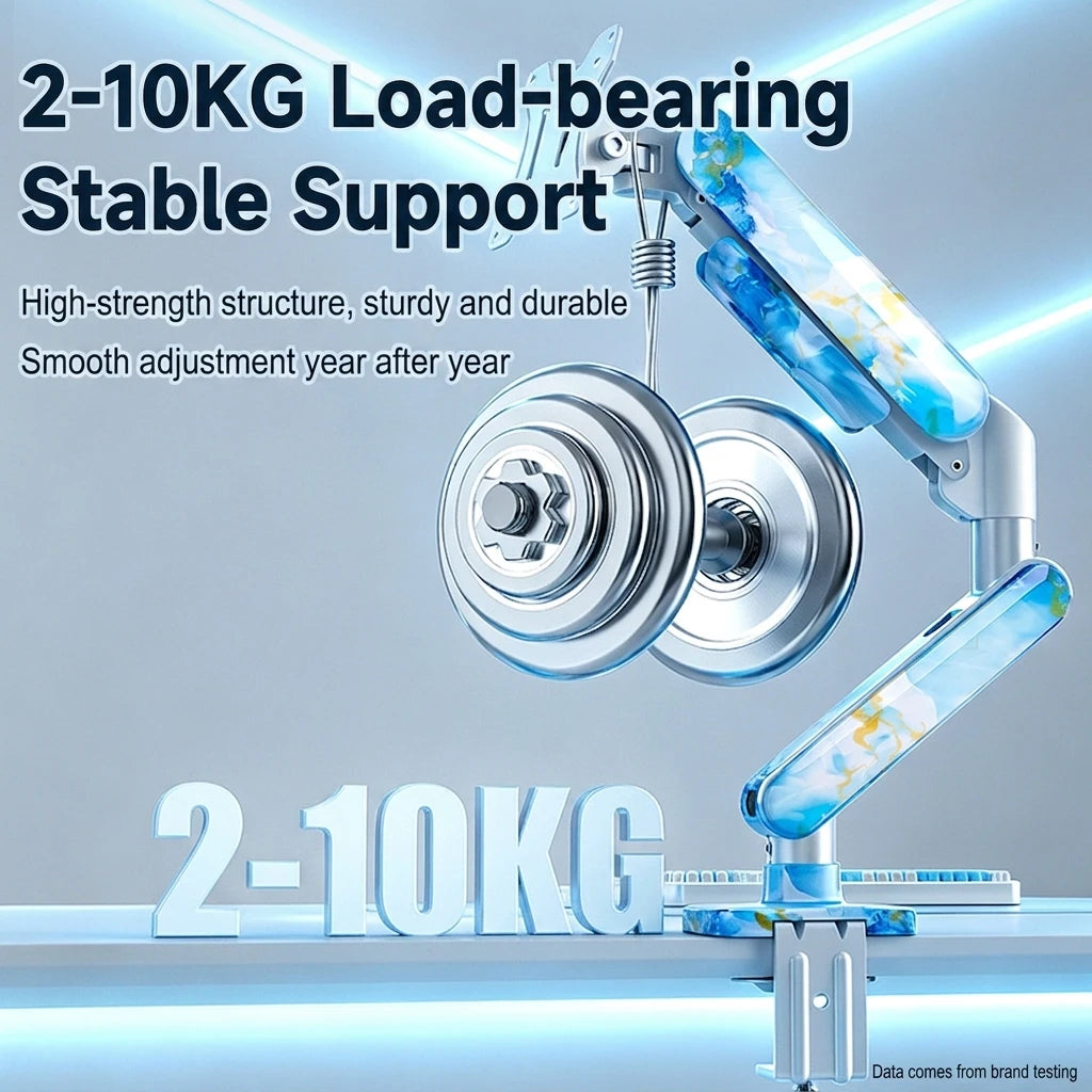 SC5 Jade Marble Pneumatic Monitor Arm Single Desk Mount Stand For 17-35 Inch Screen 2-10kg Load Height Adjustable Gaming Bracket
