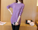 Knitted Jumper Autumn Winter Tops O-neck Long Sleeve Pullovers Casual Warm Women's Sweaters Midi Long Slim Sweater Girls
