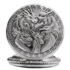 Vintage steampunk handsome dragon group carved quartz pocket watch necklace pendant clock chain men's and women's gifts