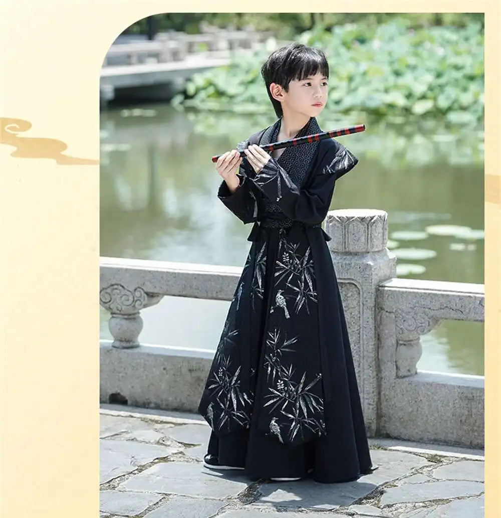 Handsome Boys' Improved Hanfu Oriental Chinese Style High-end Tang Suit Kids Performance Swordsman Traditional Ancient Costume