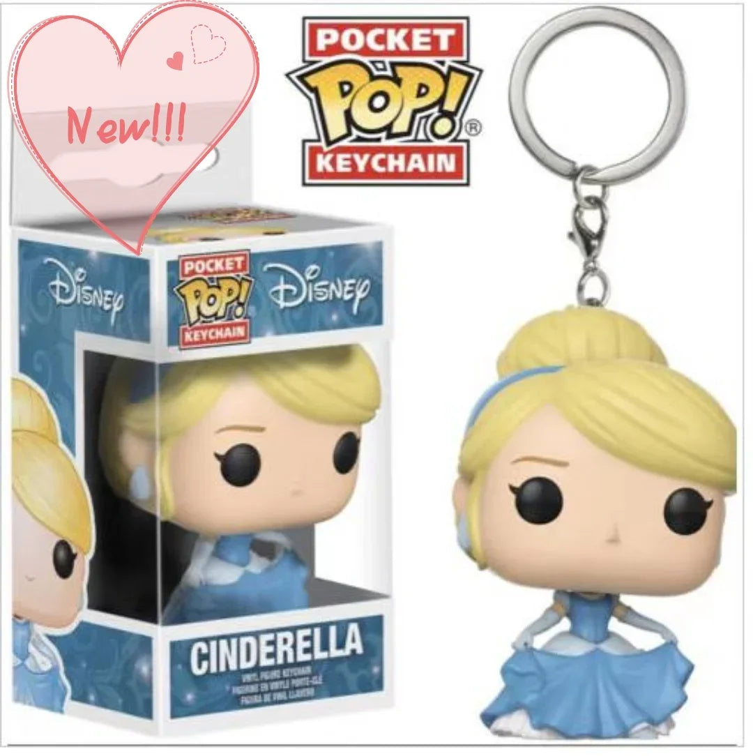 New FUNKO Keychains Disney Demona Princess Bella Ariel Alice Anna Elsa Bell Jack Sally stitch Action Figure Toys Ornaments
