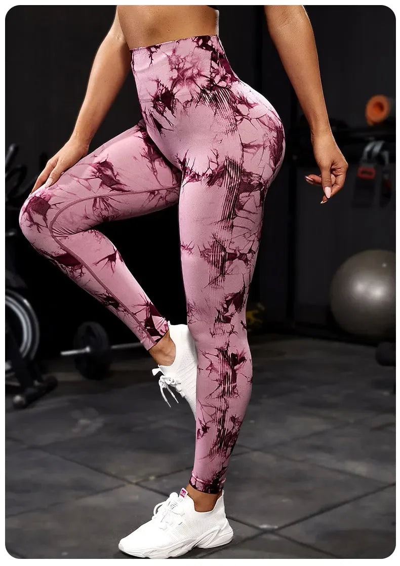Women's Tie Dye Nine Tenths Leggings High Waist Yoga Pants Soft Stretchy Workout Running Pants Breathable Comfortable
