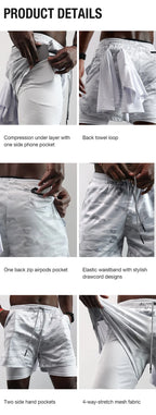 Print 2 in 1 Running Workout Shorts for Men Christian Gym Athletic Performance Shorts with Phone Pocket Towel Loop Activewear