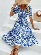 Elegant Direction Long Floral Print Dress with Collar Floral Print Maxi Dress Women's Fashion Elegant Style