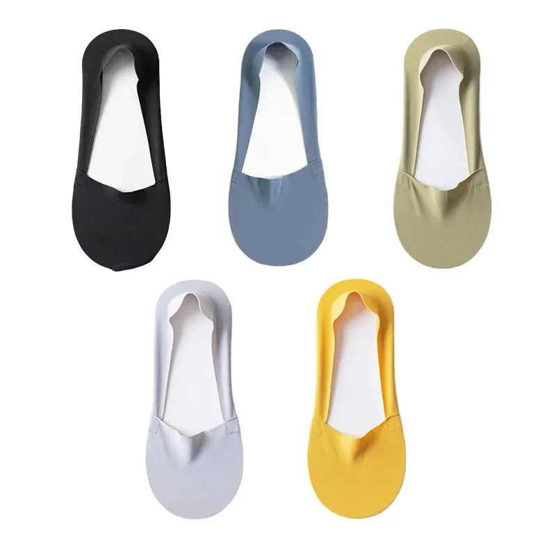 5Pairs Women Socks Breathable Invisible Silicone Non-slip Solid Color Boat Sock Comfortable High Quality No-Show Sox Ultra-thin