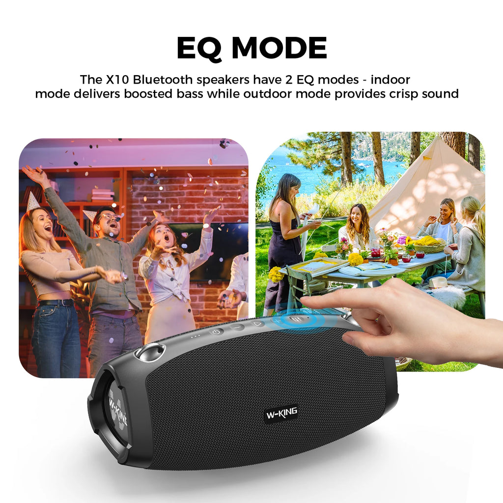 W-KING 70W Waterproof Portable Loud Bluetooth Speaker, Wireless Outdoor Boombox SubwooferTriple Passive Radiators-Deep Bass