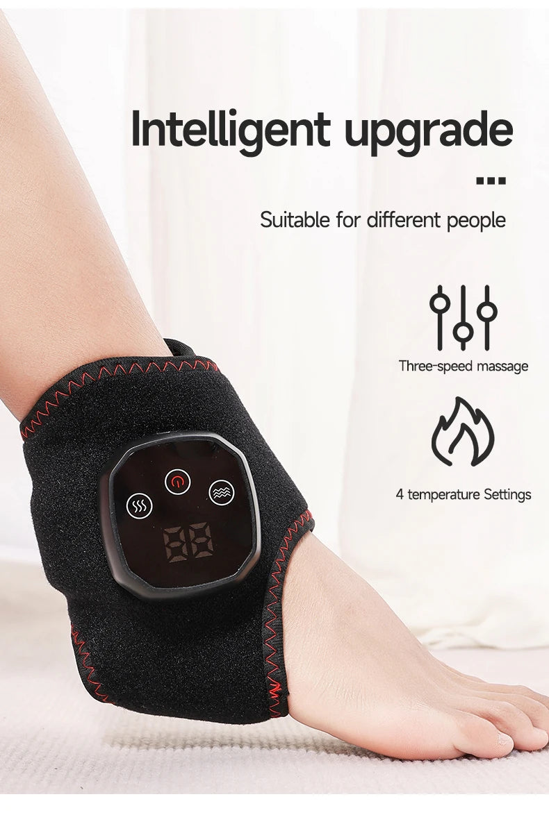 Electric Heat And Vibration Ankle Wrist Massager Hot Compress Therapy Ankle Massage Heated Wrap Support Brace Foot Protector