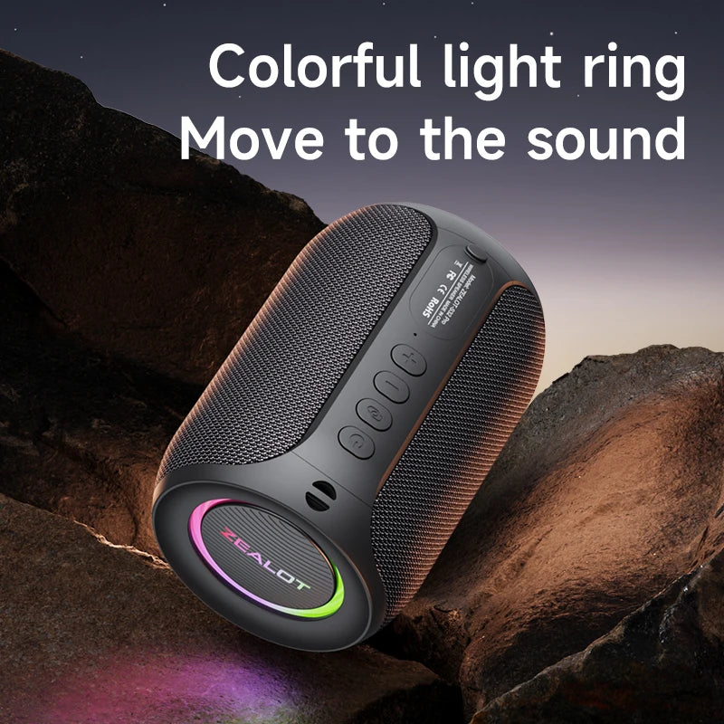 ZEALOT-S32PRO Portable Bluetooth 5.2 Speaker Outdoor Waterproof Wireless TWS Mini Column Box Speaker Outdoor TF Card Boom Box