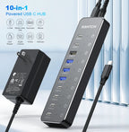 RSHTECH 10 in 1 USB C Hub 10Gbps USB-C with Individual Touch Switches Multiport Splitter Docking Station for MacBook Laptops PC