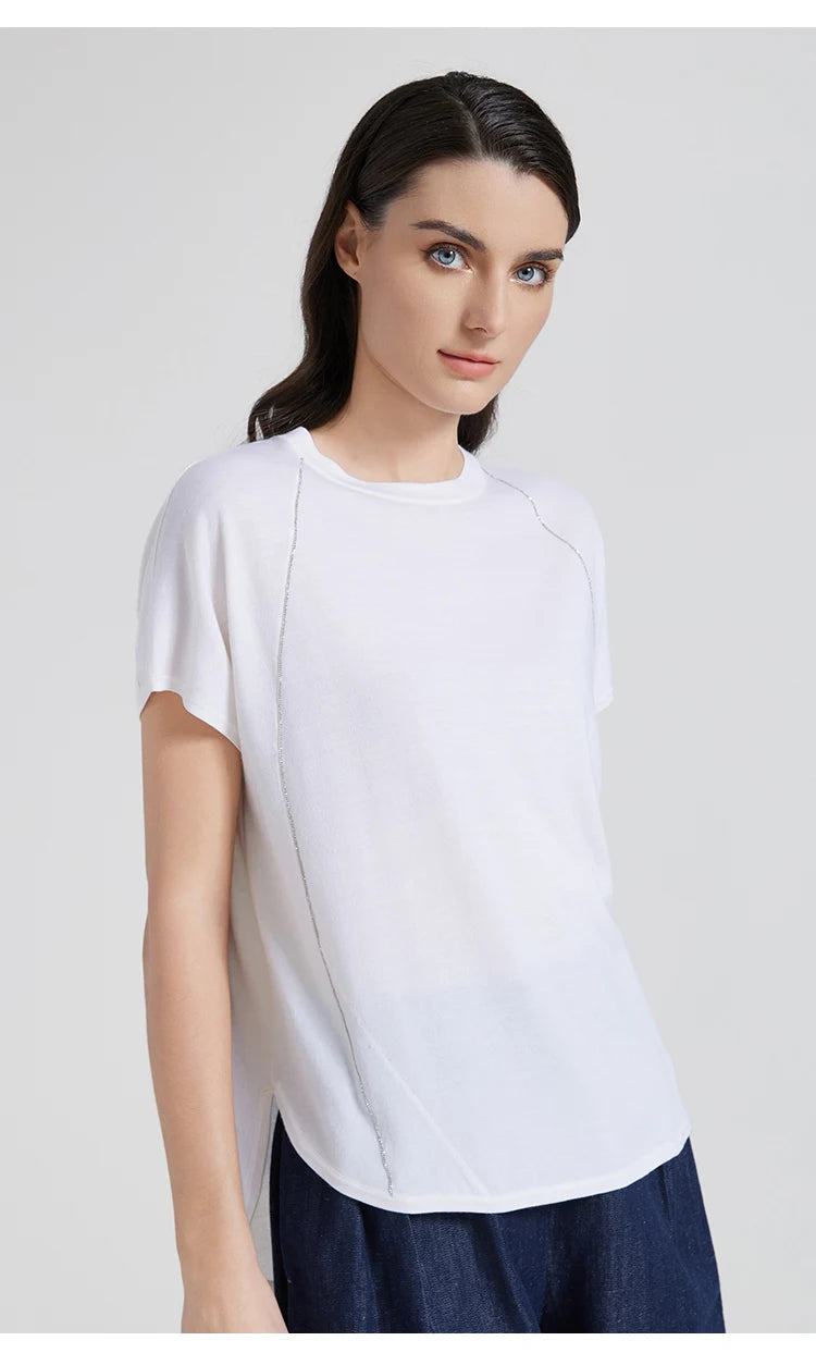BC1071  Luxury Women's Clothing Merino Wool Silk Pullover Sweaters Woolen Ladies Clothes Womans Woolen loose Tops