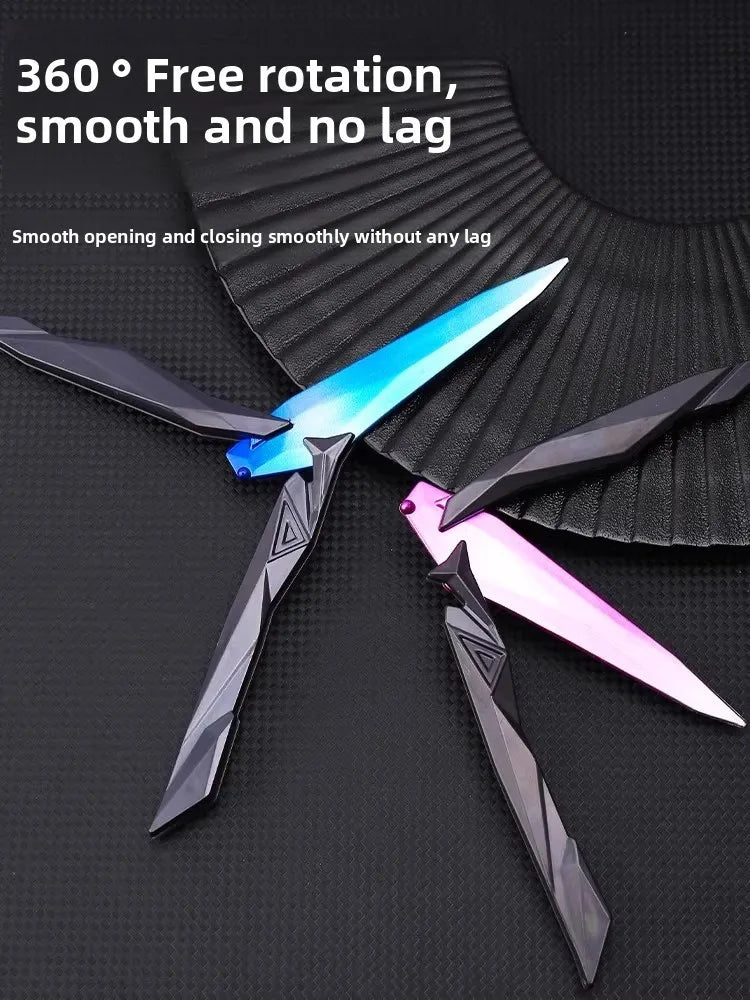 Tactical Shooter Foldable Butterfly Blade - 3D Engraved Collectible Toy Portable Melee Gear for Cosplay/Gaming Accessory Gifts