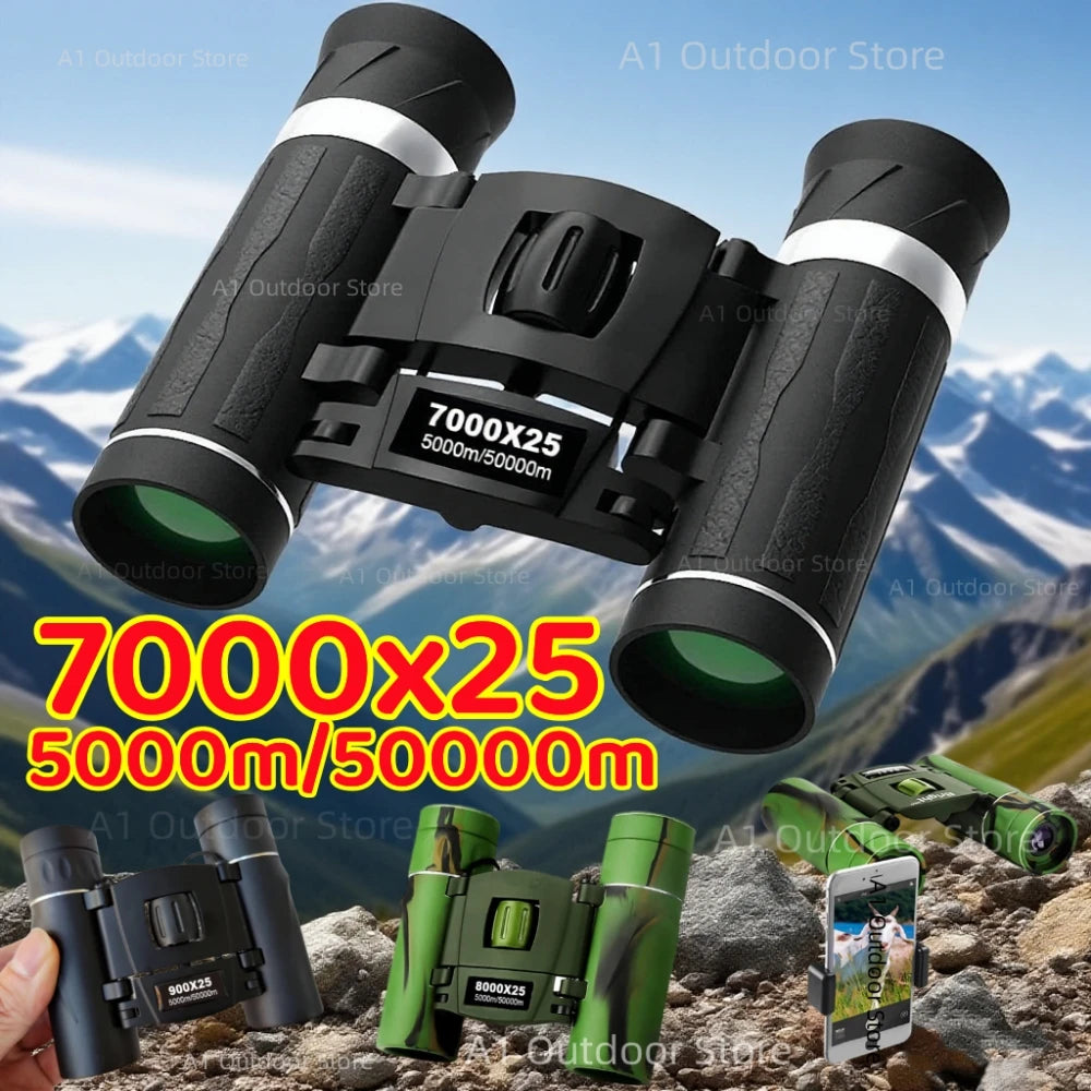 Powerful Long Range Binoculars Monocular Telescope Folding Portable BAK4 FMC Optics Jumelles for Outdoor Camping Hunting Concert