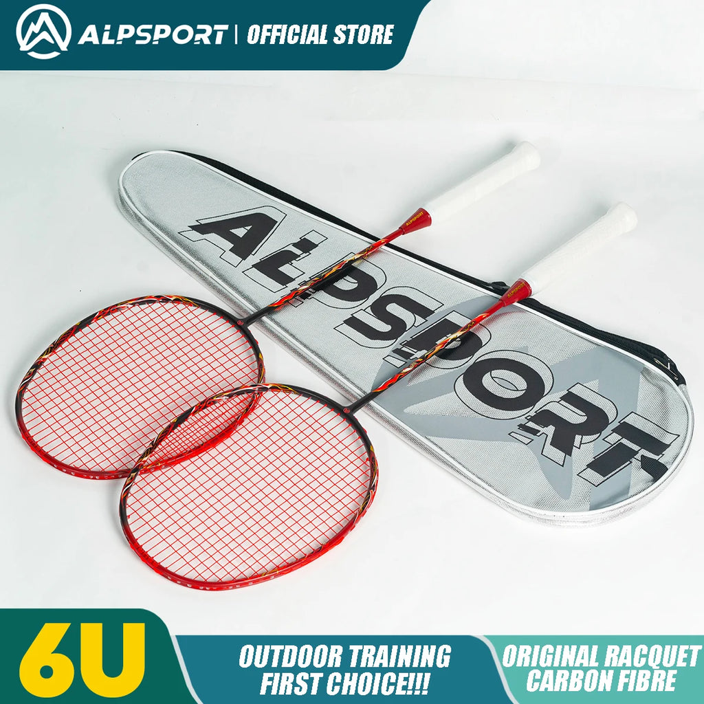 ALP Asura 6U MAX 38LBS G5 Black Badminton Racket Full Carbon Fiber Original Pro Offensive for Teens & Outdoor Sports