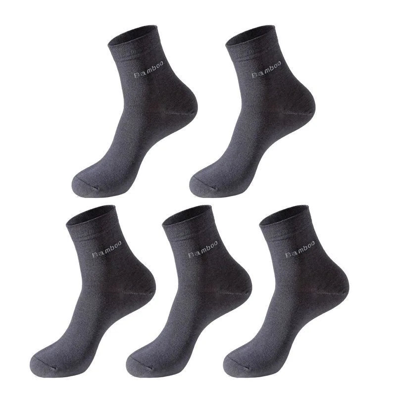 5Pairs/Men Bamboo Socks Comfortable Breathable Casual Business Men's Crew Socks High Quality Antibacterial Mid-calf SocksEU39-45
