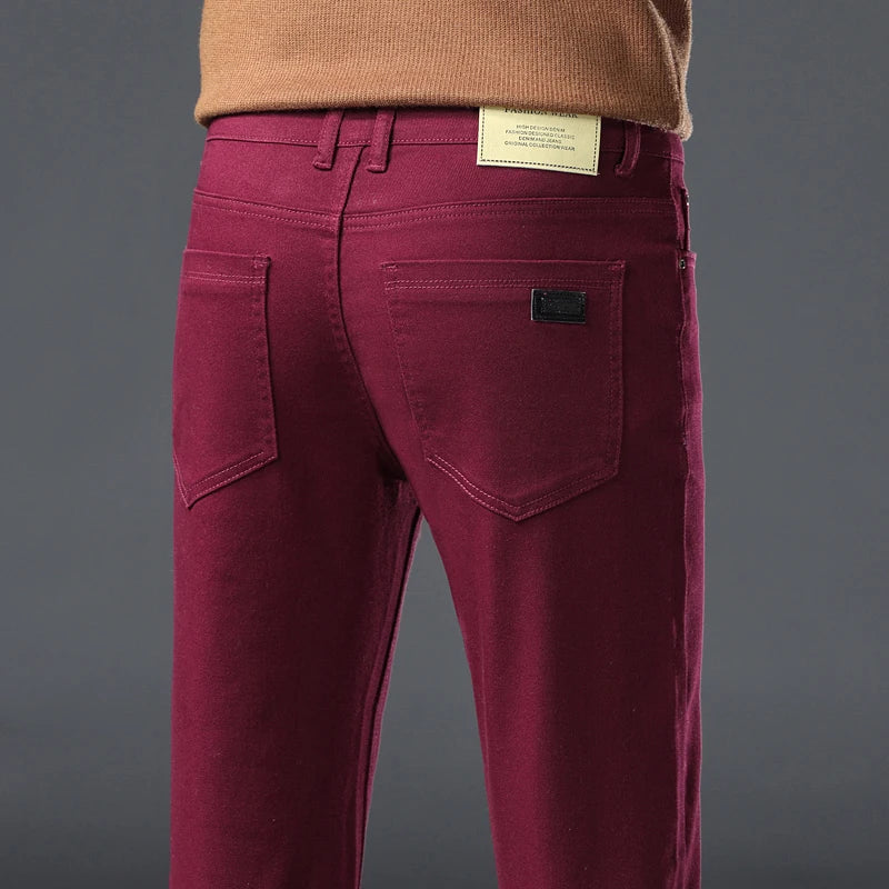 2026 98% Cotton Elastic Cotton Jeans Men's Spring Slim Straight Denim Pants Comfort Large Size Korean Business Casual Trousers Secondary image