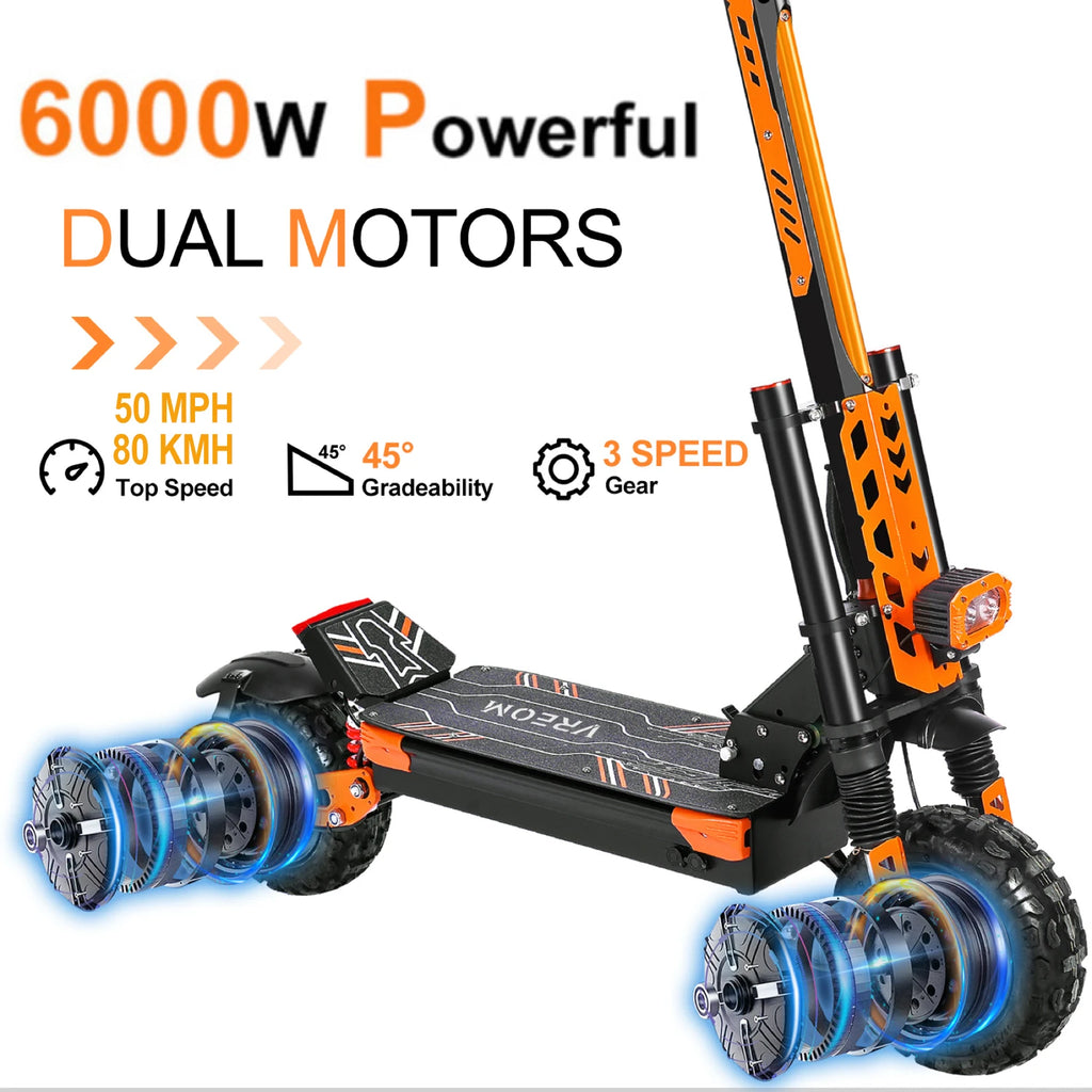 VREOM - VZ37 Electric Scooter-6000W Motor 60V30AH Battery High Power E-Scooter-70km/h Speed 11'' Vacuum Tire-Foldable EScoot