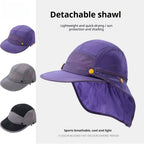 UPF50+ Sun Hat Detachable Neck Flap Quick Dry 5 Panel Camp Cap Outdoor Fishing Hiking Safari Hat Breathable Lightweight Unisex