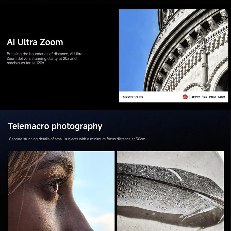 Xiaomi HyperOS Mobile Phone 6.83 "AMOLED Display Leica 5X Telephoto Lens 7000mAh (type) Silicon-carbon Battery Global Version Xiaomi 17T Pro Cellphone