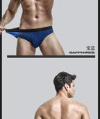 4pcs LORIEN CREST ice silk Men's underwear seamless ultra-thin double-layer crotch breathable men's briefs mid-waist sexy&light
