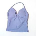 Gym Beautiful Open Back Bra Running Workout Impact Halter Longline Strappy Top Sports Yoga Vest Women's Fitness Tank Top