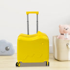 18 Inch Ride-On Suitcase, Cute Luggage with Internal Mesh Pocket, Storage Box with Swivel Casters for Short Trips, Yellow