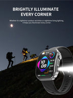 LIGE New 2.2-inch 3D Curved Screen Smart Watch With LED Light Thermometer Health Monitor Smartwatch BT Call Sports Fitness Watch