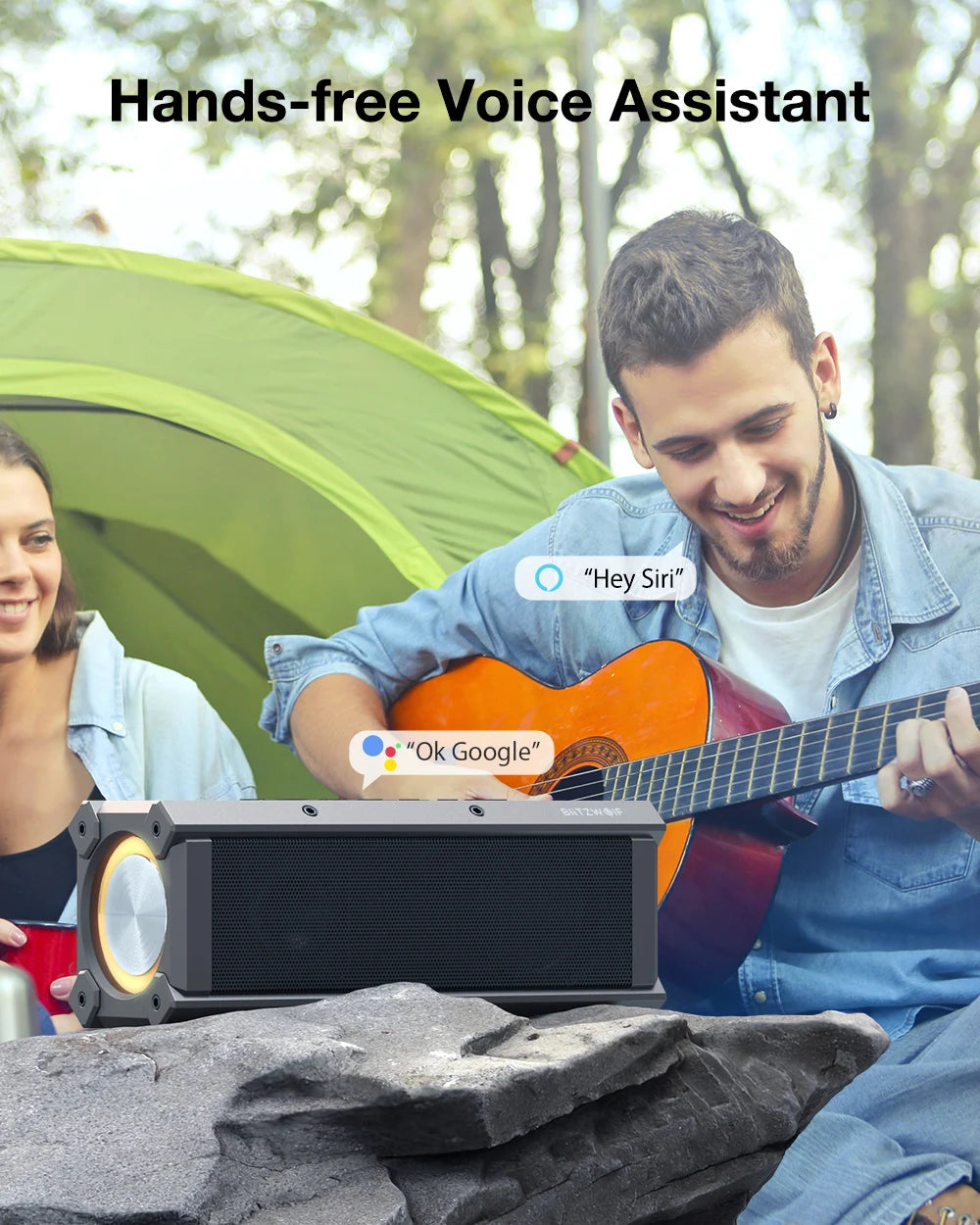 BlitzWolf BW-WA3 100W TWS bluetooth Speaker Quad Drivers Dual Diaphragm Deep Bass RGB Light IPX5 Waterproof 5000mAh Speakers