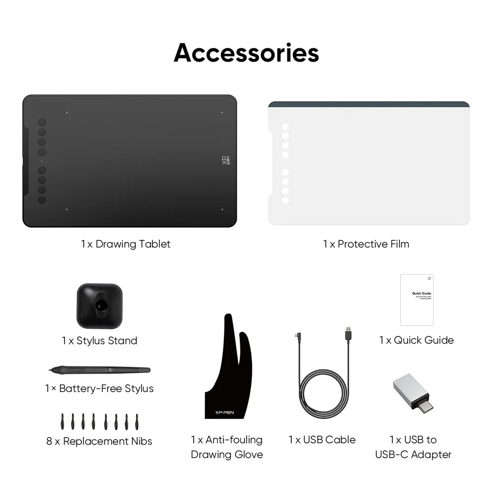 XPPen Deco 01 V3 Graphic Digital Drawing Tablet 10*6 inch 8 shortcut keys 16384 levels 60 Degrees Tilt for Windows mac Android